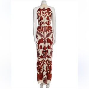 JOHANNA ORTIZ Jardines colgates embroidered halter maxi dress